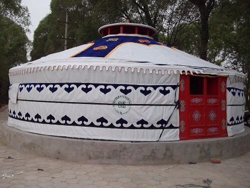 Tenda di Yurt del mongolian di stile della cima rotonda con il materiale ignifugo del PVC